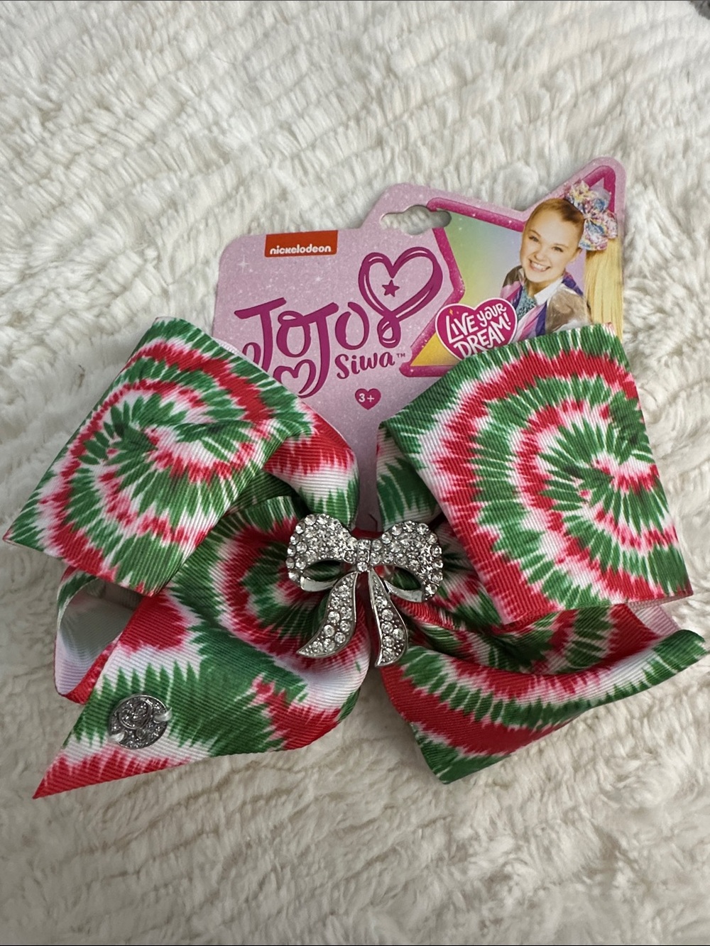 Jojo Siwa Red & Green Tie Dye Holiday Bow